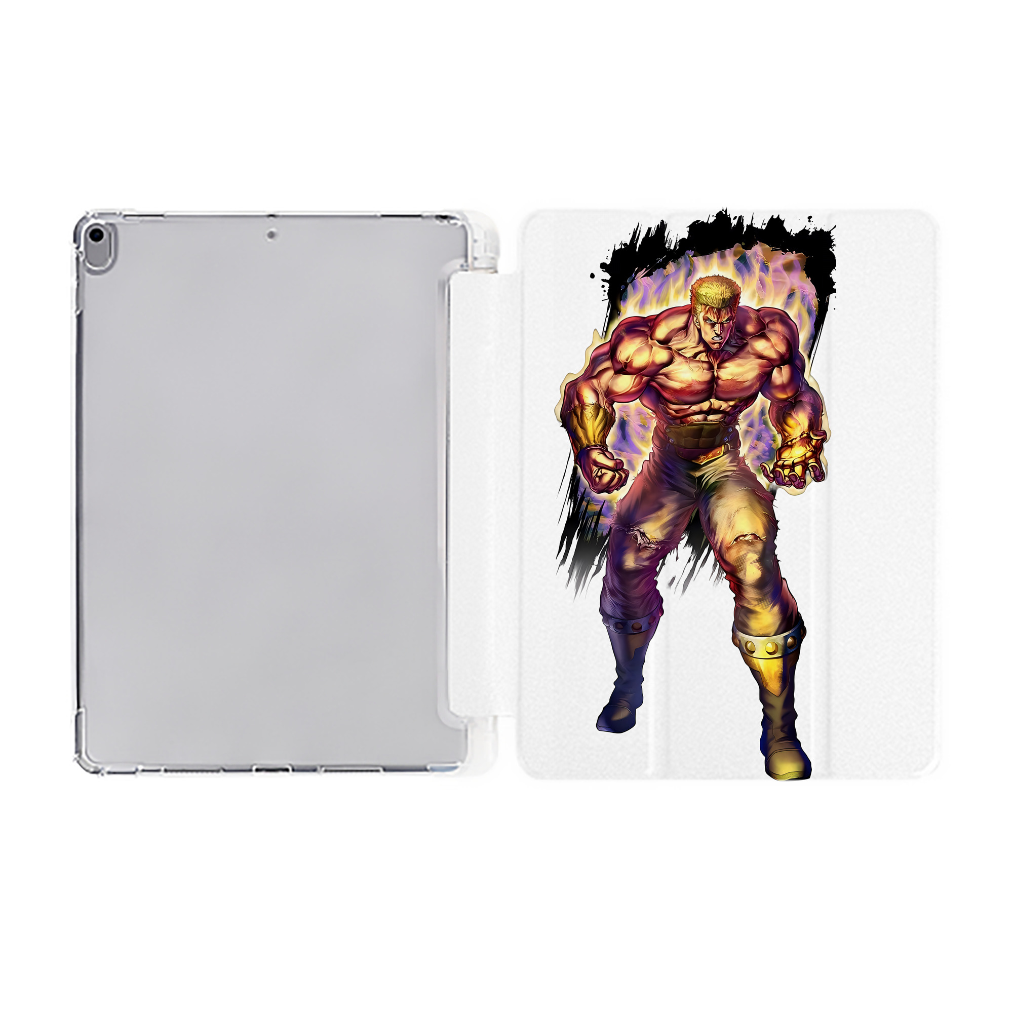 （画像用） 北斗の拳 Fist of the North Star IPad ケース ペン収納付き 三つ折りスタンド PUレザー×シリコン 対応機種9.5/10.5/10.9インチ